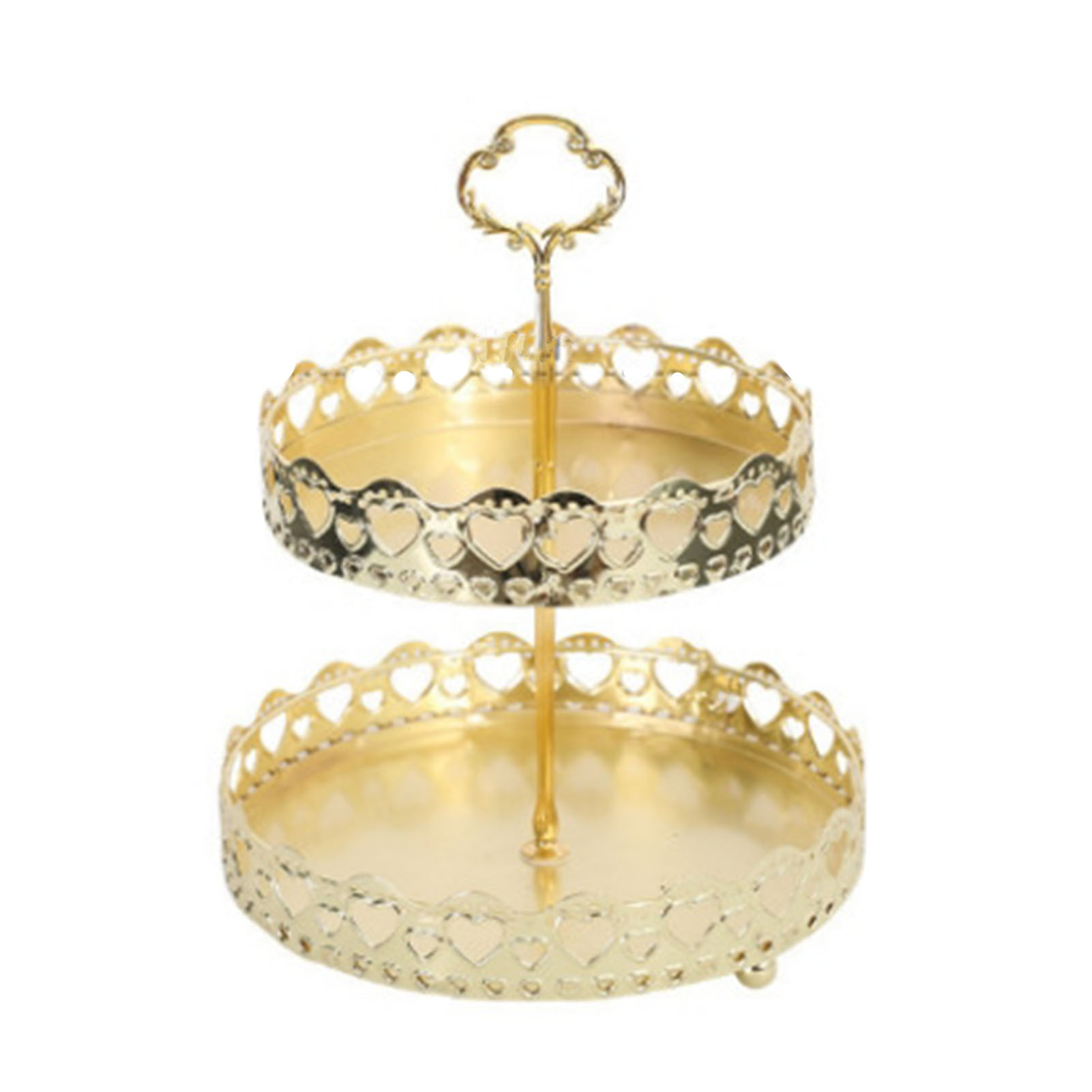 Doppelstöckiges Gebäcktablett, Verziert Mit Kupfer Und Gold, Dessertteller Für Kekse, Durchbrochenes Herz Für Hochzeiten.