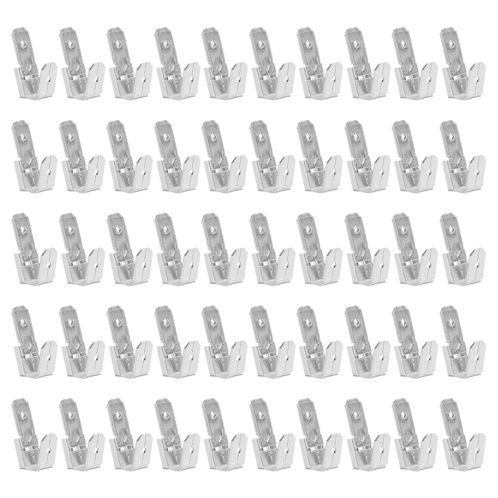 Messing-schaufelverbinder, 50 Stück, 6,35 Mm Doppelkopfstecker, 3-wege-drahtverbinder, Silber.