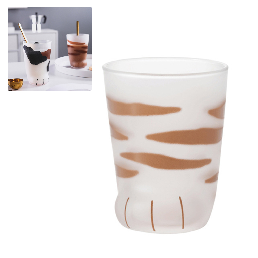 1 Stück Niedlicher Glasbecher Mit Katzenpfotenmotiv, Tigerbecher, Bürobecher, Kaffeebecher, Frühstücksbecher, Milchbecher, Geschenk.