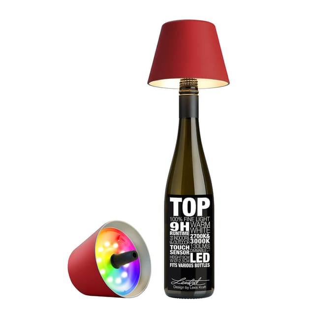 Sompex Flaschenleuchte TOP 2.0 Rot LED RGBW mit Akku