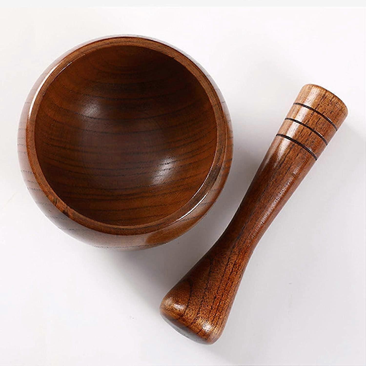 Mörser Und Stößel Aus Holz, Ideal Zum Manuellen Pressen Von Ingwer, Gewürzen Und Knoblauch.
