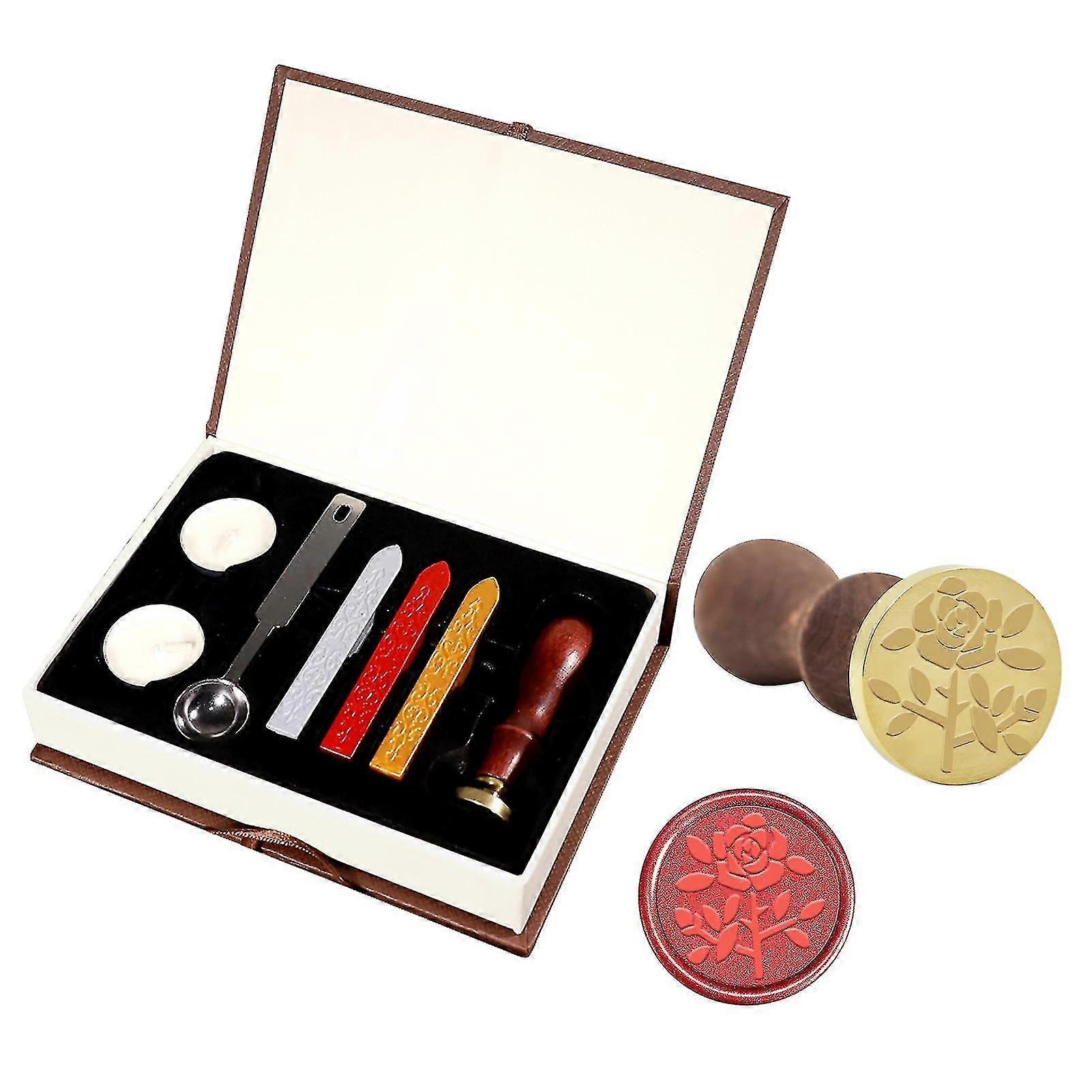 Wachssiegel-stempelset Klassische Wachsstempel Mit Siegelwachsstäbchen Für Karten, Umschläge, Einladungen, Weinverpackungen, Hochzeitsbriefe M005