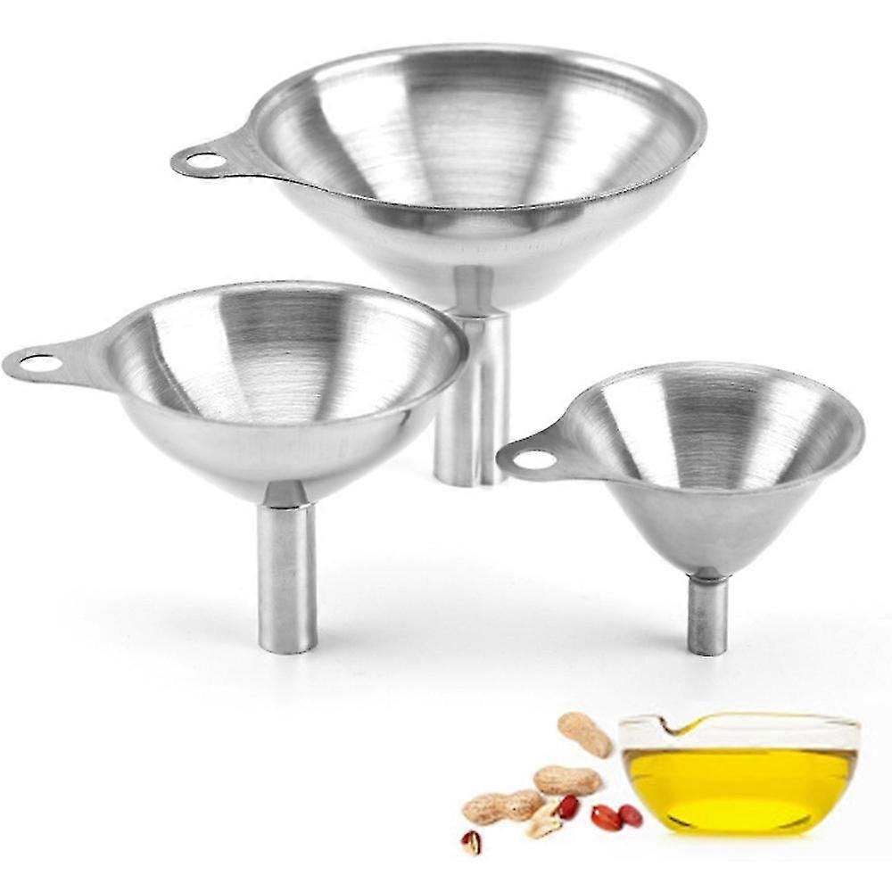 Edelstahltrichter, 3-teiliges Edelstahltrichter-siebfilter-set Mit Griff Zum Umfüllen Von Flüssigen Und Trockenen Zutaten Sowie Pulver.