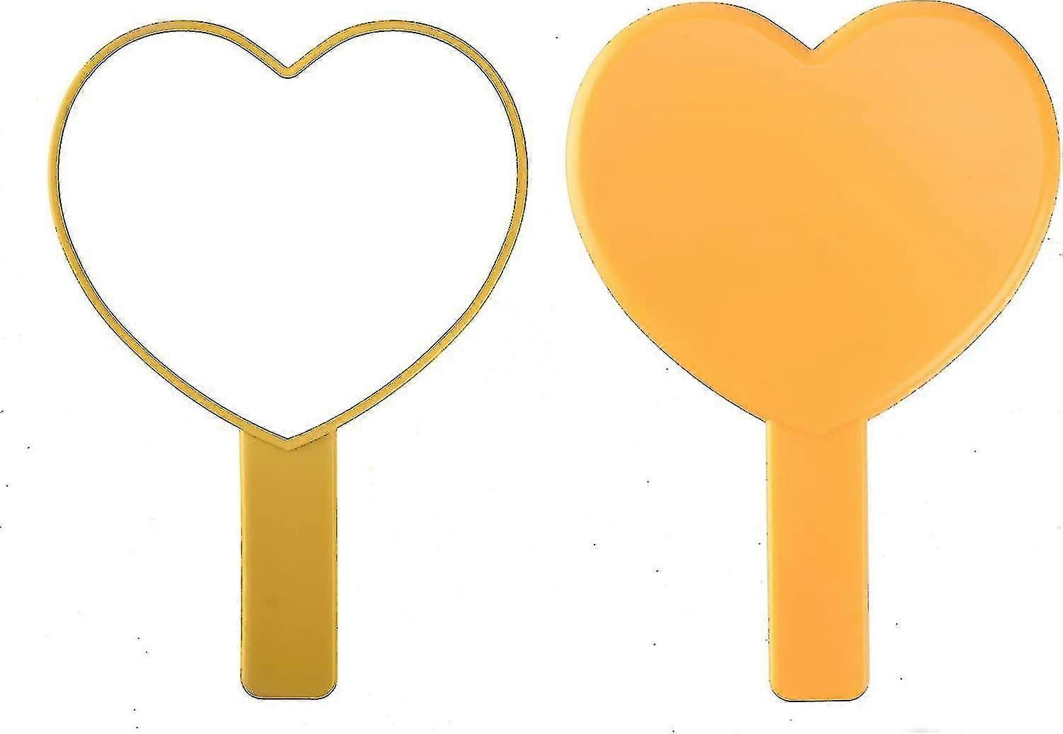 Herzförmiger Reise-handspiegel, Kosmetik-handspiegel Mit Griff – Farbe Orange