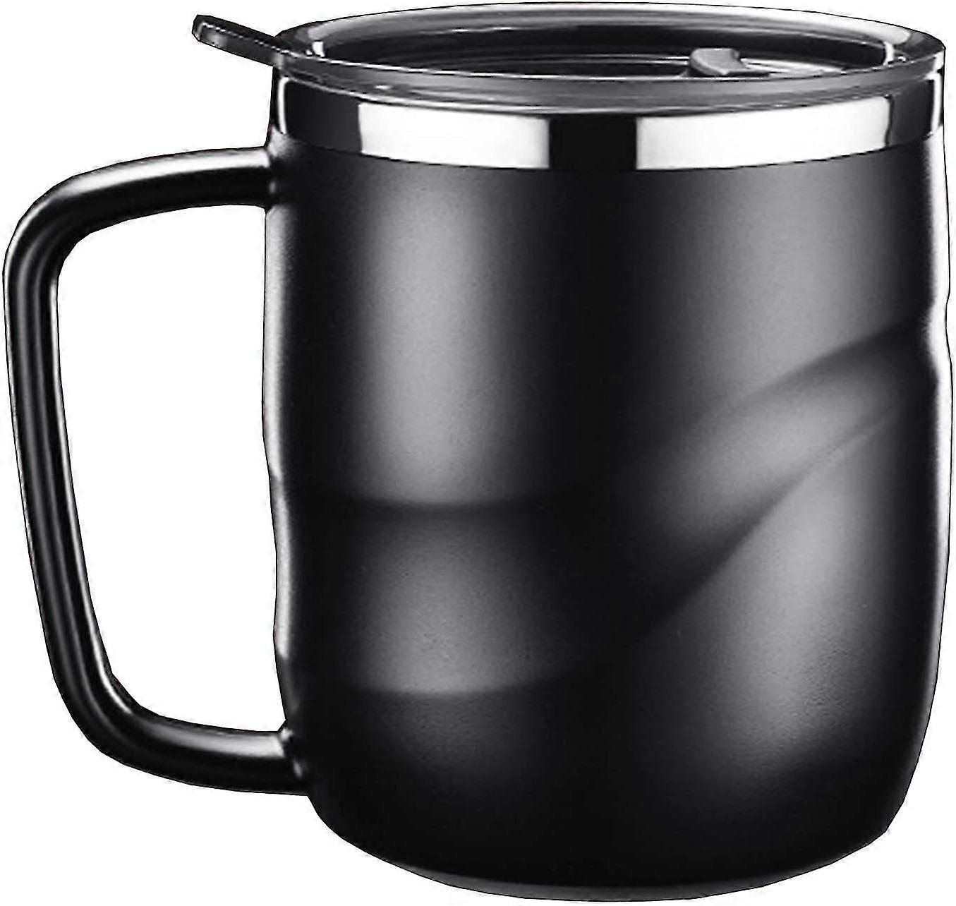 400 Ml Edelstahl-kaffeebecher Mit Deckel Und Henkel, Vakuumisoliert, Kreatives Geschenk Fürs Büro, Teebecher
