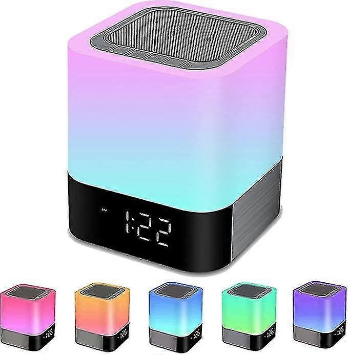 Nachttischlampe Mit Wecker, Bluetooth-lautsprecher, Dimmbarem Rgb-led-nachtlicht Und Stimmungslicht Fürs Schlafzimmer
