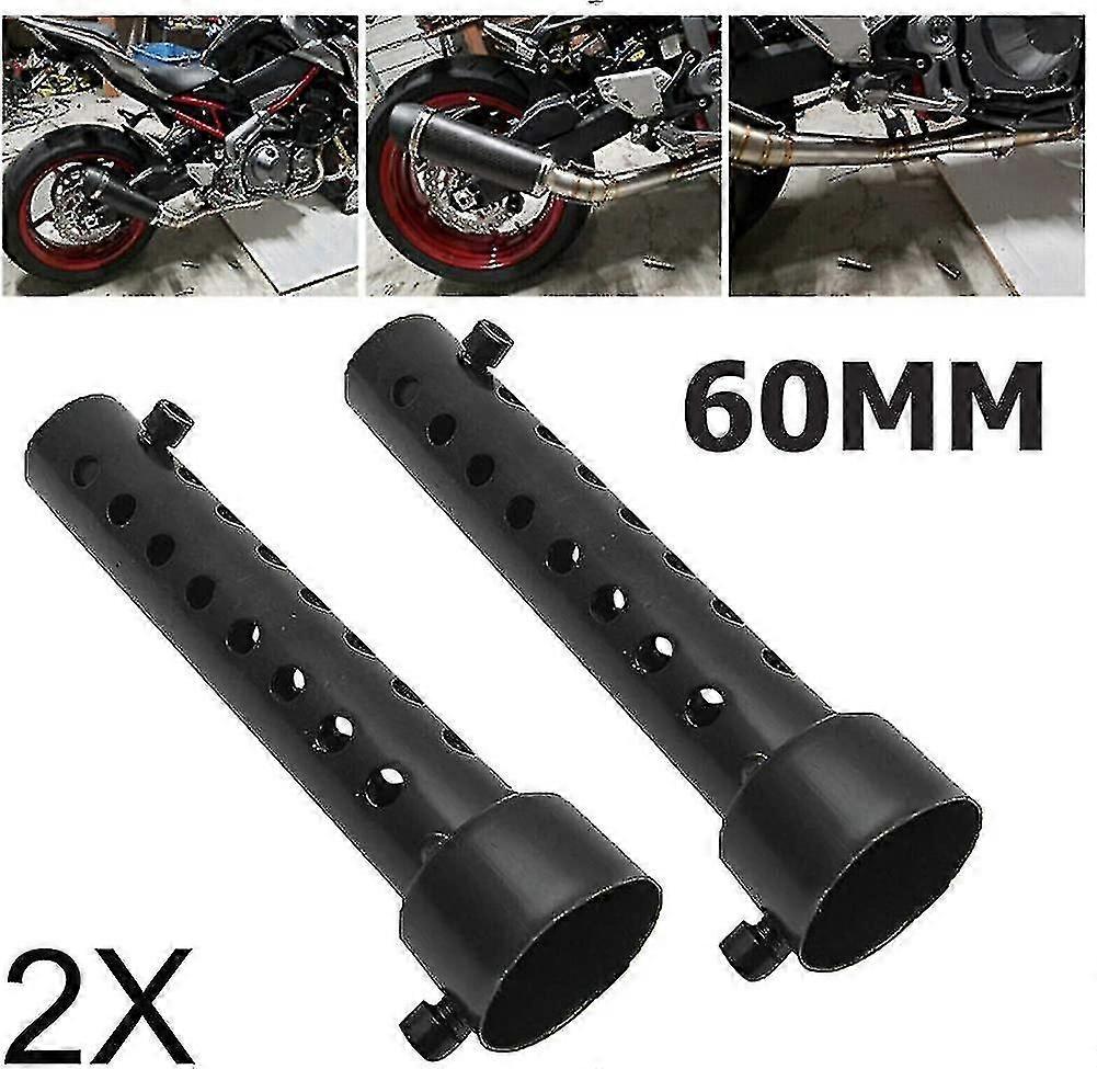 2er-pack Universal-motorradauspuffschalldämpfer 60 Mm Schwarz, Kompatibel Mit Prallblechschalldämpfern