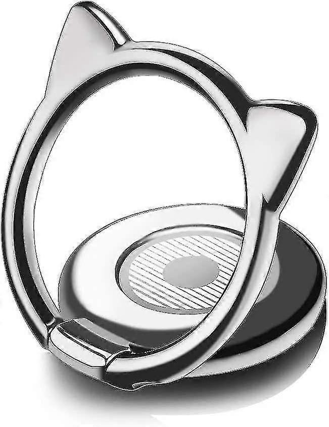 5er-pack Handyringe Mit Katzenmotiv, Abnehmbarem Ständer (360° Drehbar), Schwarz