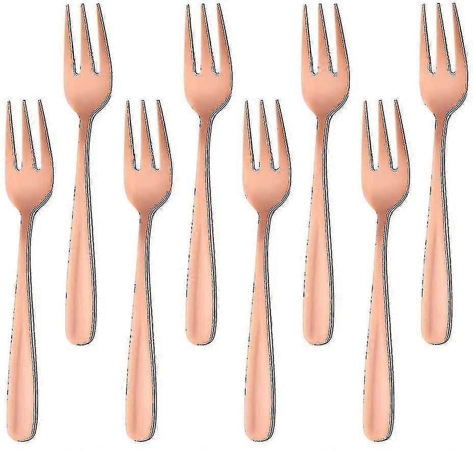Teegabeln, Kleine Dessertgabeln, Kuchengabeln, Edelstahl, Schwarz, 8 Stück (farbe: Roségold)
