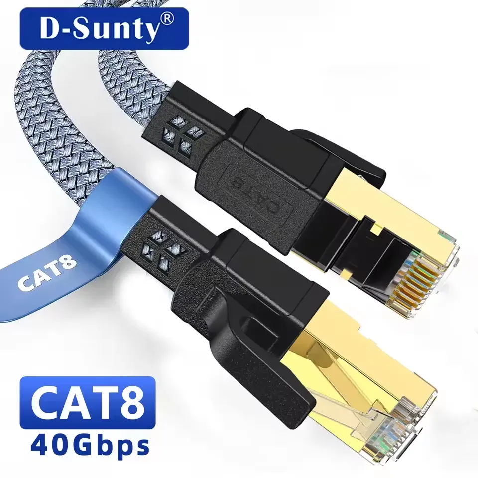 M Cat 8 Ethernet-kabel – Flaches Lan-kabel Mit Geflochtenem Nylonmantel, Rj45, 40 Gbit/s, 2000 Mhz – Netzwerkkabel Für Router, Modem, Pc, Laptop, Ps5 Und Xbox