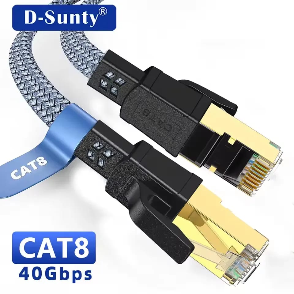 Cat8-ethernetkabel, 25 M – Flaches Rj45-lan-kabel, 40 Gbit/s, 2000 Mhz, Geflochtener Nylonmantel – Kompatibel Mit Routern, Modems, Pcs, Laptops Und Ps5