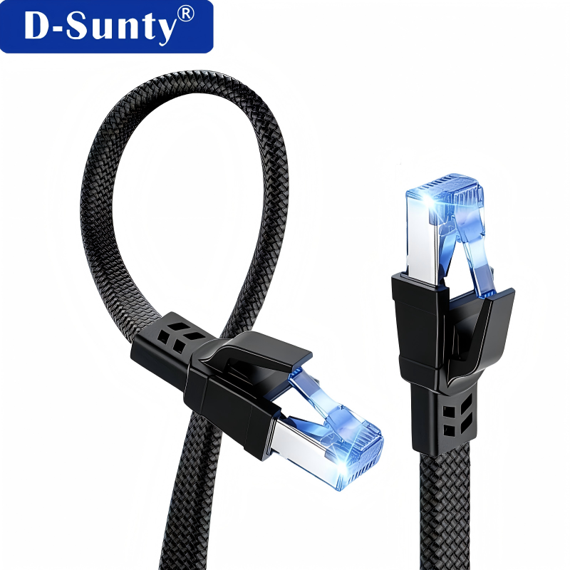 Cm Cat 8 Ethernet-kabel – Flaches High-speed-internetkabel (40 Gbit/s, 2000 Mhz), 26 Awg, Geflochtenes Netzwerkkabel, Geschirmtes Rj45-lan-kabel Für Den Innenbereich, Kompatibel Mit Gaming-pcs, Ps5, X