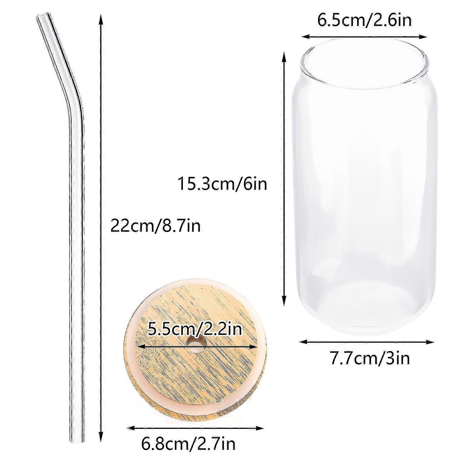 Stück Robuste, Transparente Milchbecher (395 Ml/580 Ml) Mit Bambusdeckel – Auch Als Kaffeebecher Oder Cola-dosenbecher Geeignet – Kreatives Geschirr