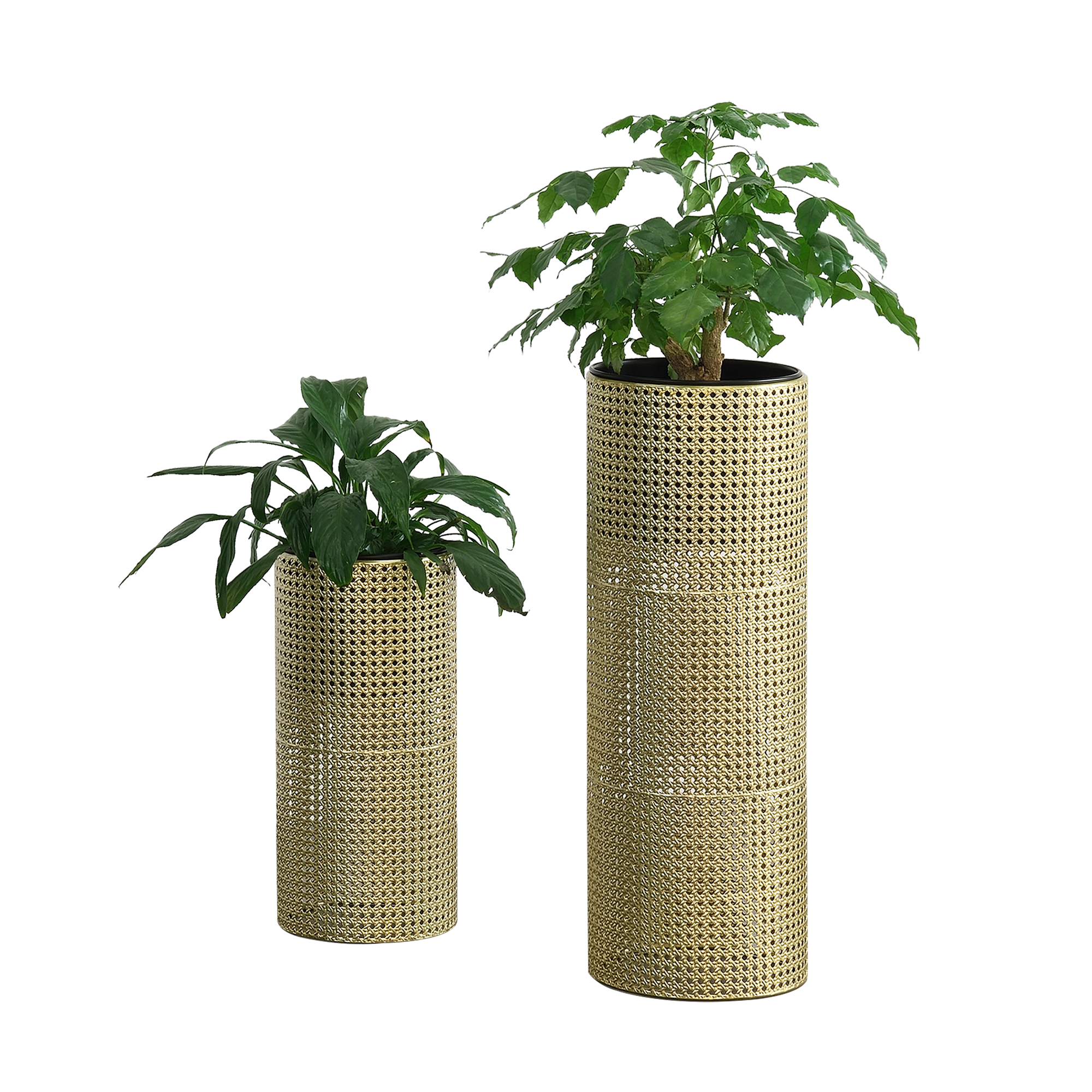 [en.casa] - Blumenständer Lüttich 2er Set Schwarz/goldfarben En.casa
