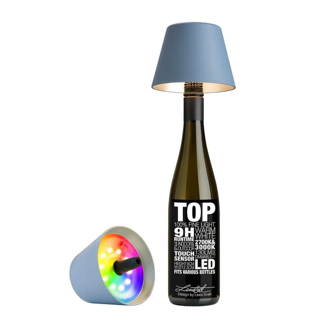 Sompex Flaschenleuchte TOP 2.0 Blau LED RGBW mit Akku