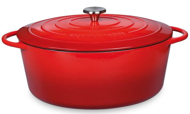 Küchenprofi Bräter Provence Oval Gusseisen Bratentopf Rot 31 cm