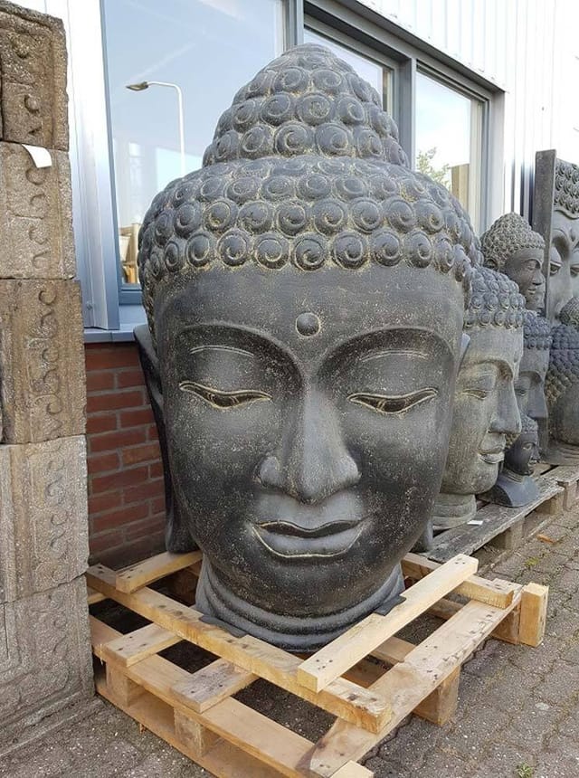 Buddha Kopf XXL 123 cm Groß Guss-Stein Frostsicher Garten Statue Bali