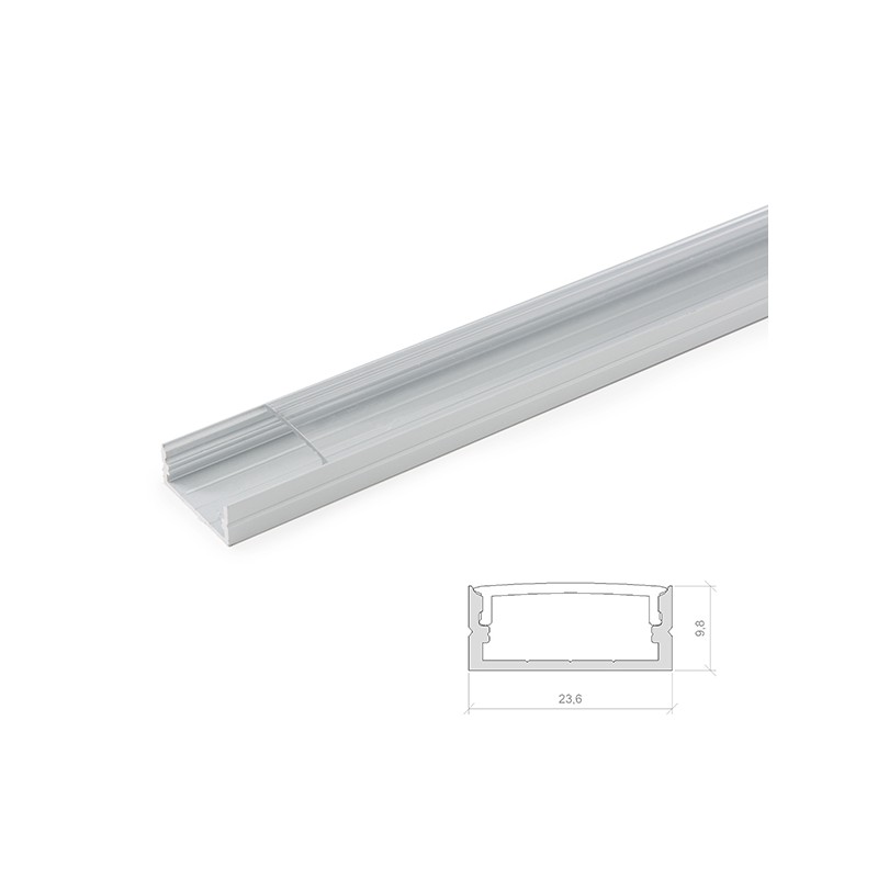 Greenice - Profil Aluminium Für Led -streifen Doppelt - Diffusor Milchig X 2m