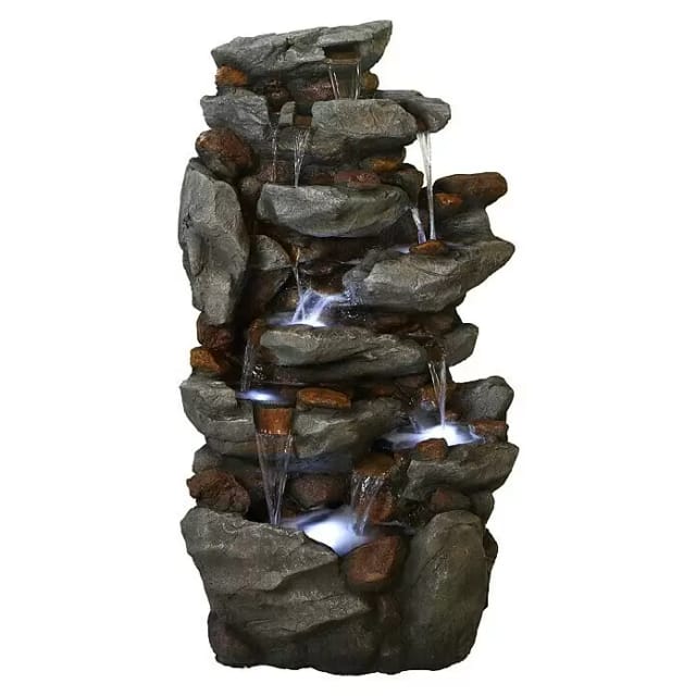 Ubbink AcquaArte Bonorva 127 cm Großes Wasserfall Set mit LED Naturgetreue Felsstruktur Gartenbrunne