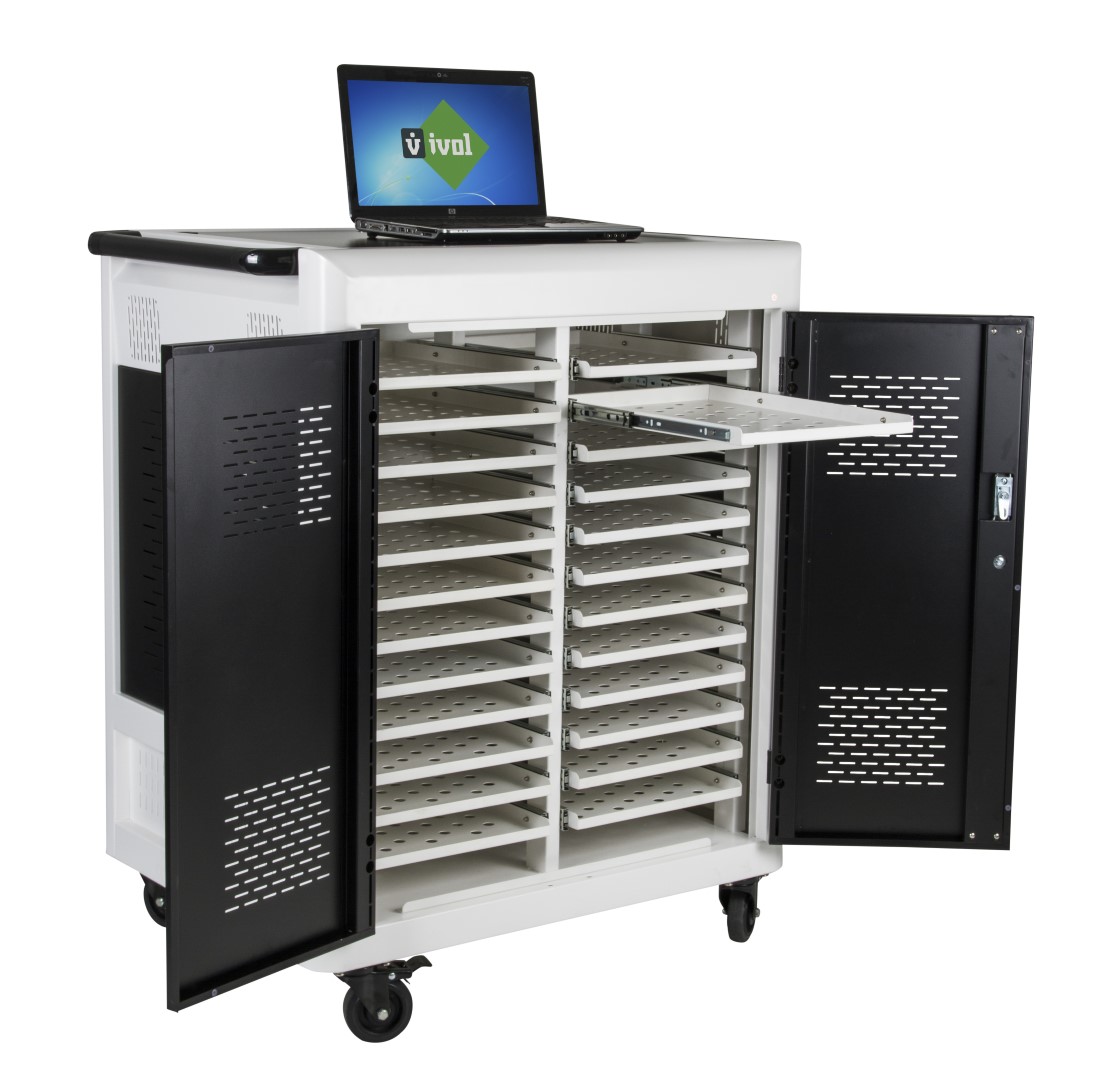 Ivol - Laptopwagen - Safecart 24 Pro+ - Aufbewahrung Von Notebooks Im Büro