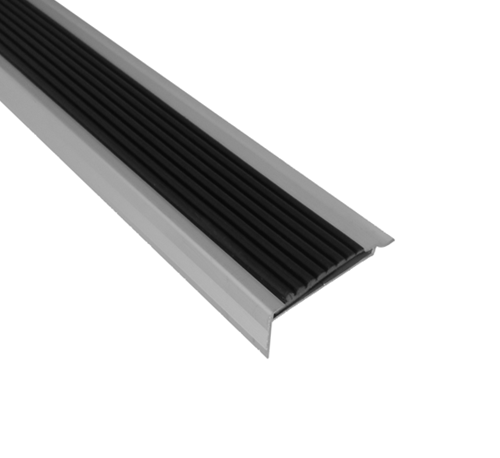 Alu-treppenkantenprofil Mit Antirutschbelag - Silber - Antirutsch-streifen - 46 X 30 X 1350mm - 1 Stück