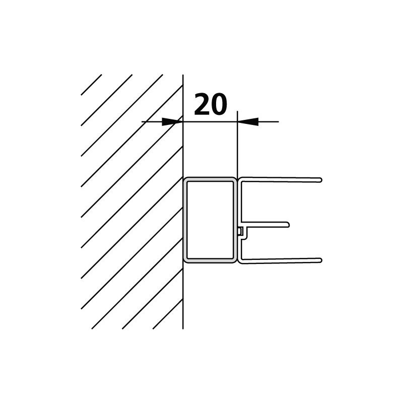 Kermi Stockverbreiterung Atea Sv1 Höhe 2000mm, Silber Hochglanz