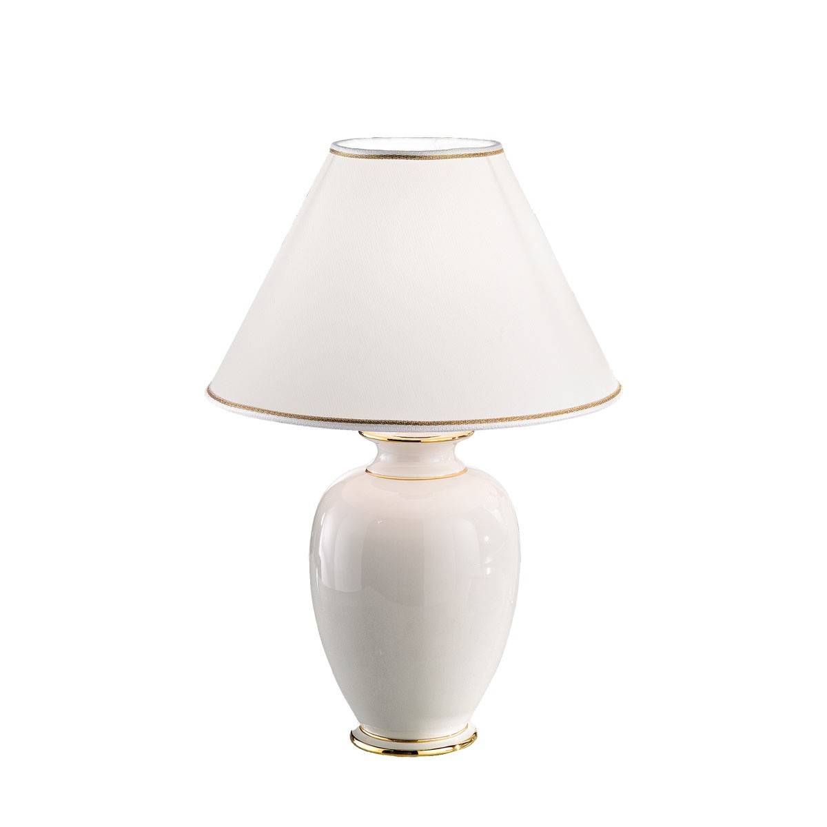 Giardino - Lifestyle Fabric Tapered Shade Tischleuchte Aus Poliertem Elfenbein, 1x E27 - Kolarz