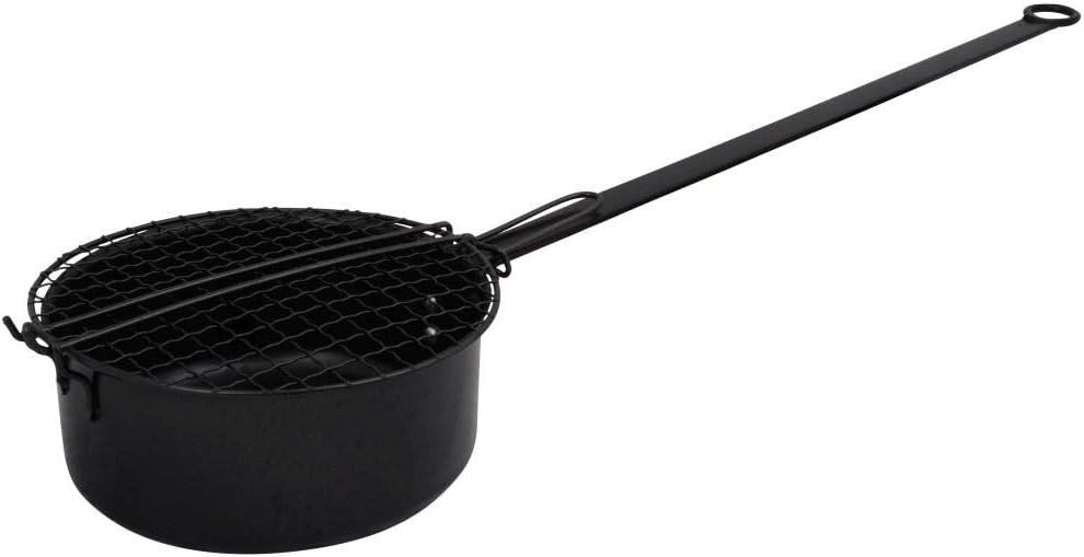 Popcornpfanne für Grill Feuerkorb & Lagerfeuer BBQ Pfanne Eisen Schwarz Bild 2