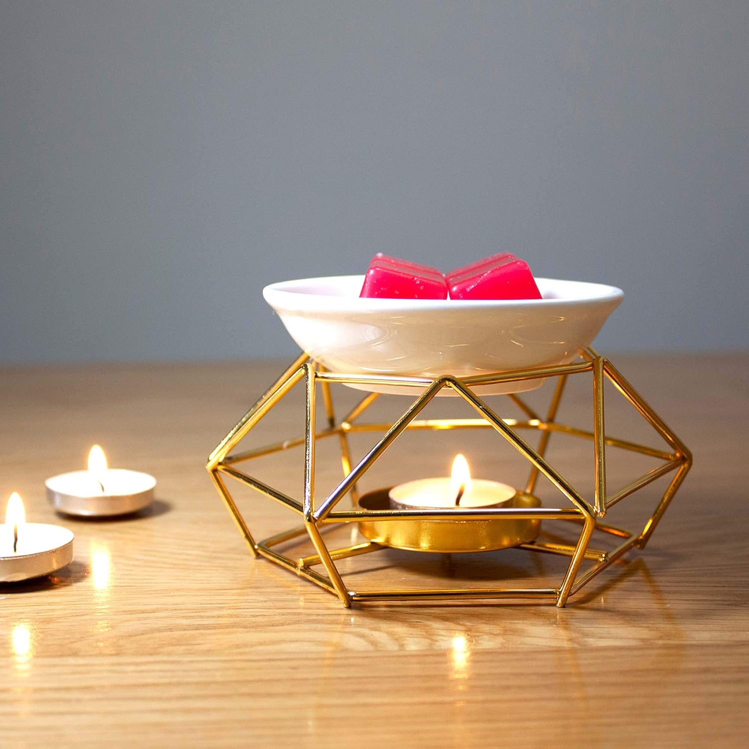 Ätherischer Ölbrenner, Keramik Und Gusseisen, Wachskerze, Goldener Wachserhitzer, Teelichthalter, Aromadiffusor Für Zuhause, Schlafzimmer, Wohnzimmer, Geschenke Und Dekoration