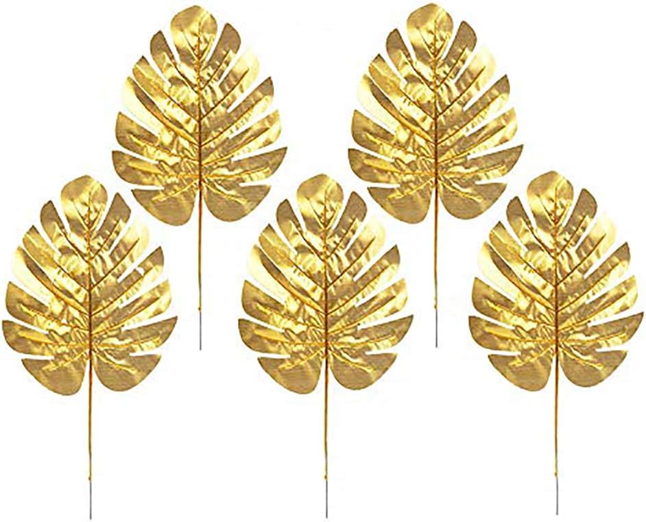 5 Goldene Palmblätter, Künstliche Tropische Palmblätter Für Hawaiian Luau Party Dekoration