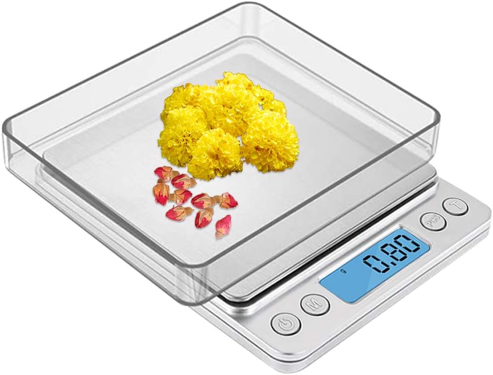 Elektronische Waage-küchenwaage 3kg / 0.1g, Präzisions-küchenwaage Mit Tara- Und Zählfunktion, Lcd-display (ohne Batterie (silber)