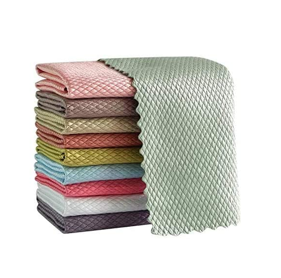10 Stück Fischschuppen-mikrofaser-polier-reinigungstuch, Wiederverwendbares Mikrofaser-reinigungstuch Für Glas Und Poliertuch Und Nano-reinigungstuch 30 Cm 40 Cm (zufällige Farbe)