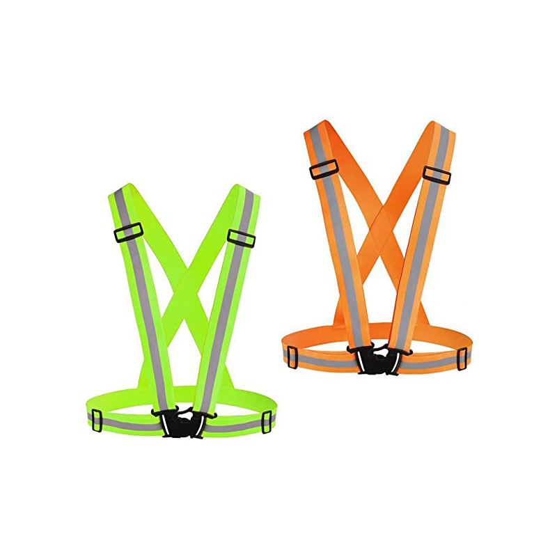 Set Mit 2 Reflektierenden Westen Für Laufbekleidung, Gut Sichtbare, Verstellbare Sicherheitswesten – Grün + Orange