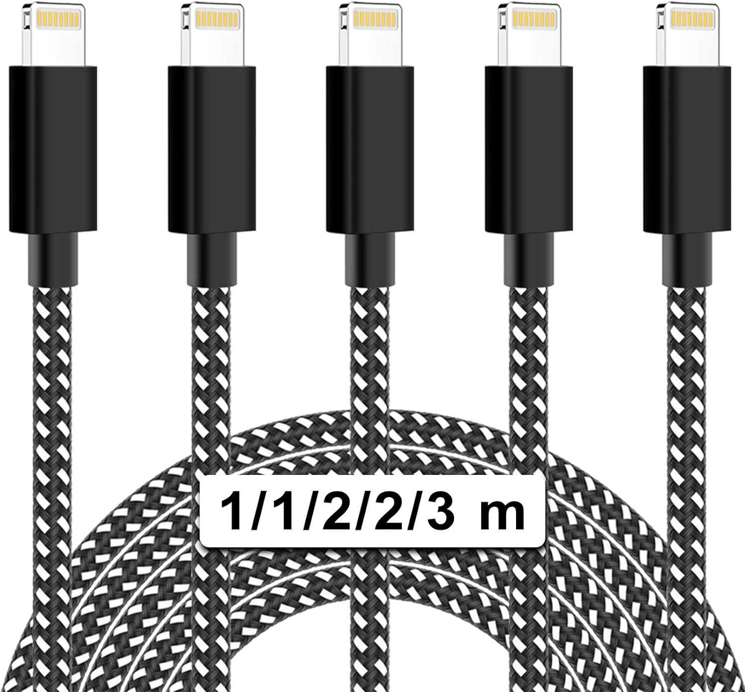 5er Pack Lightning Nylon Geflochtene Ladekabel Für Iphone 11 / 11pro / 11pro Max / X / Xs Max / Xr / 8/8 Plus / 7/7 Plus / 6s / 6s Plus / 6/6 Plus / Se