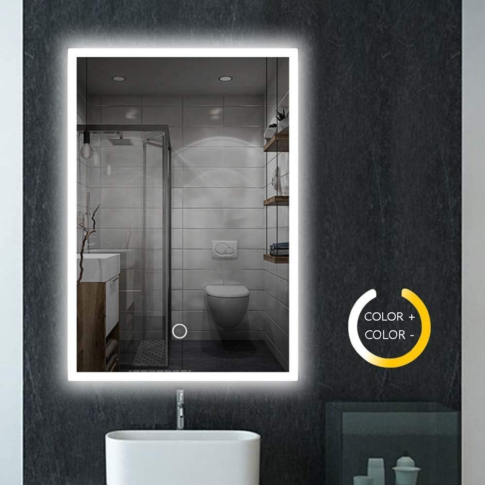 Led Badezimmerspiegel Premium Wandspiegel Badezimmerspiegel Schminkspiegel Led Beleuchtete Lampe Mit Light Touch Schalter 2 Farben Ip44 - 50 X 70 Cm