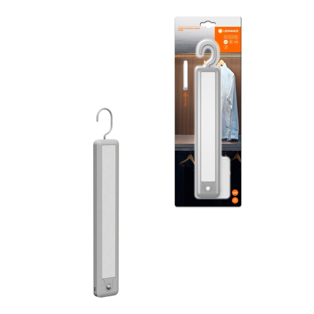 Mobile Led Leuchte Für Innen Zum Aufhängen, Mit Bewegungsmelder, Warmweiß (3000k), Integrierter Akku Aufladbar Über Usb, Linear Led Mobile Hanger Usb - Ledvance