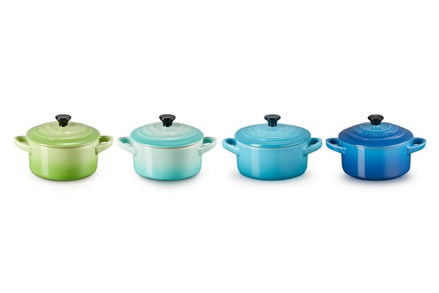 Le Creuset Mini Cocotte 4er-Set Meeresbrise Steinzeug 10x5cm