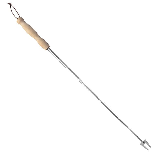 Teleskop-Grillgabel Grillspieß für Feuerkorb und Feuerschale Holzgriff 80cm