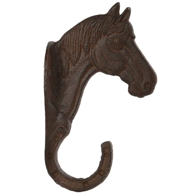 Wandgarderobe Garderobenhaken Pferd Gusseisen Antik-Braun 20cm