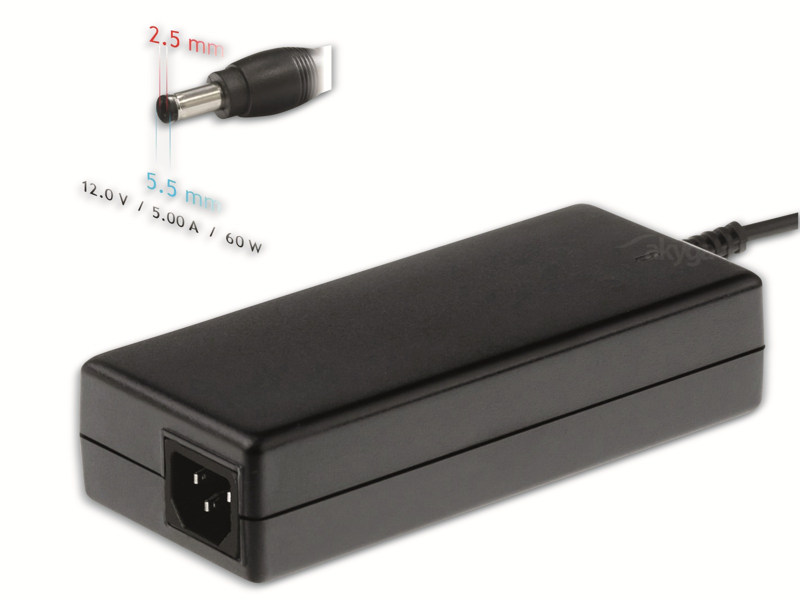 Akyga Ak-nd-30 Laptop-netzteil 12v 5,0a 60w 5,5 X 2,5 Mm 1,2m Netzkabel Mit Led