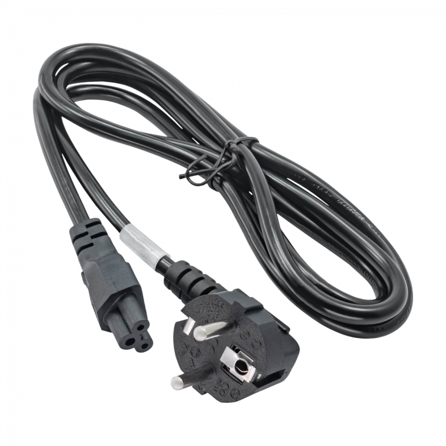 Akyga - Strom Anschlusskabel [1x Schutzkontakt-stecker - 1x Kleeblatt-buchse C5] 1.50 M Schwarz