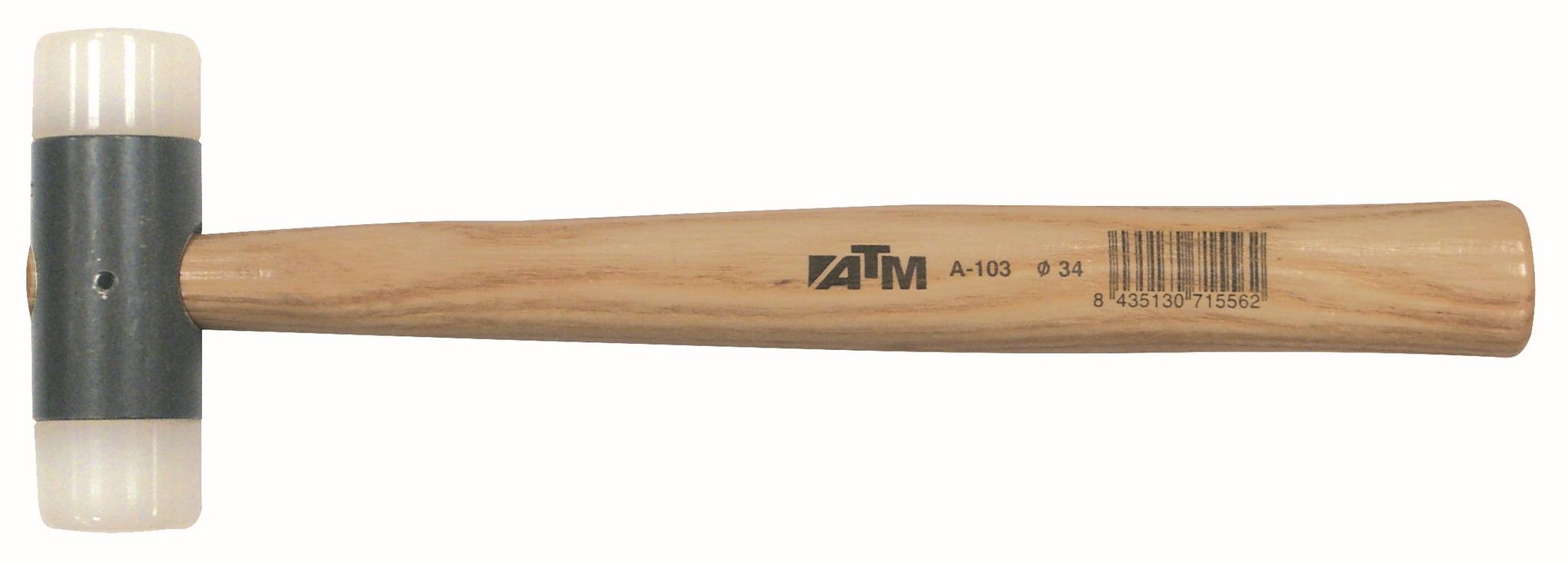 Nylonhammer Der Marke Atm Mit Holzgriff, 54 Mm Durchmesser Und 370 Mm Länge.