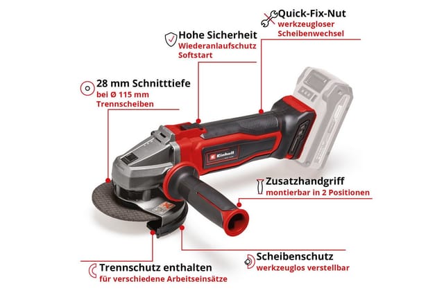 Power X-Change Akku-Winkelschleifer TE-AG 18/115 Q Li Solo, 18Volt