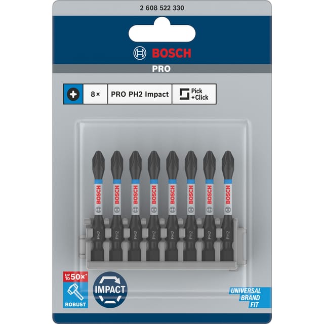 PRO Impact Control Schrauberbit-Satz PH2, 8-teilig