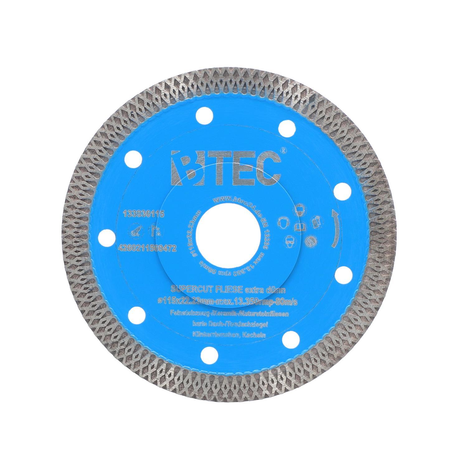 Diamanttrennscheibe Supercut Fliese Extra Dünn Ø 115 Mm X 1,2 Bohrung 22,22 Mm
