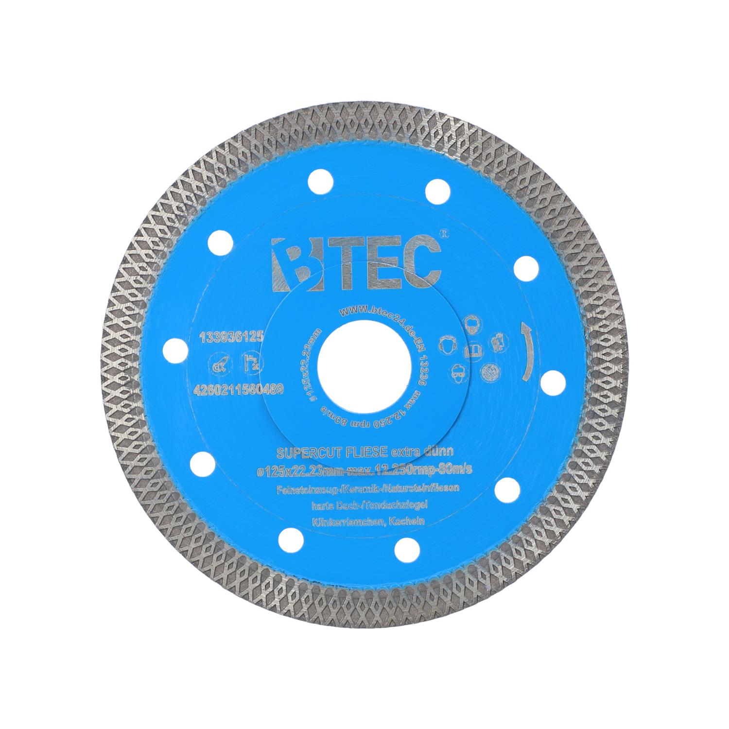 Diamanttrennscheibe Supercut Fliese Extra Dünn Ø 125 Mm X 1,2 Bohrung 22,22 Mm