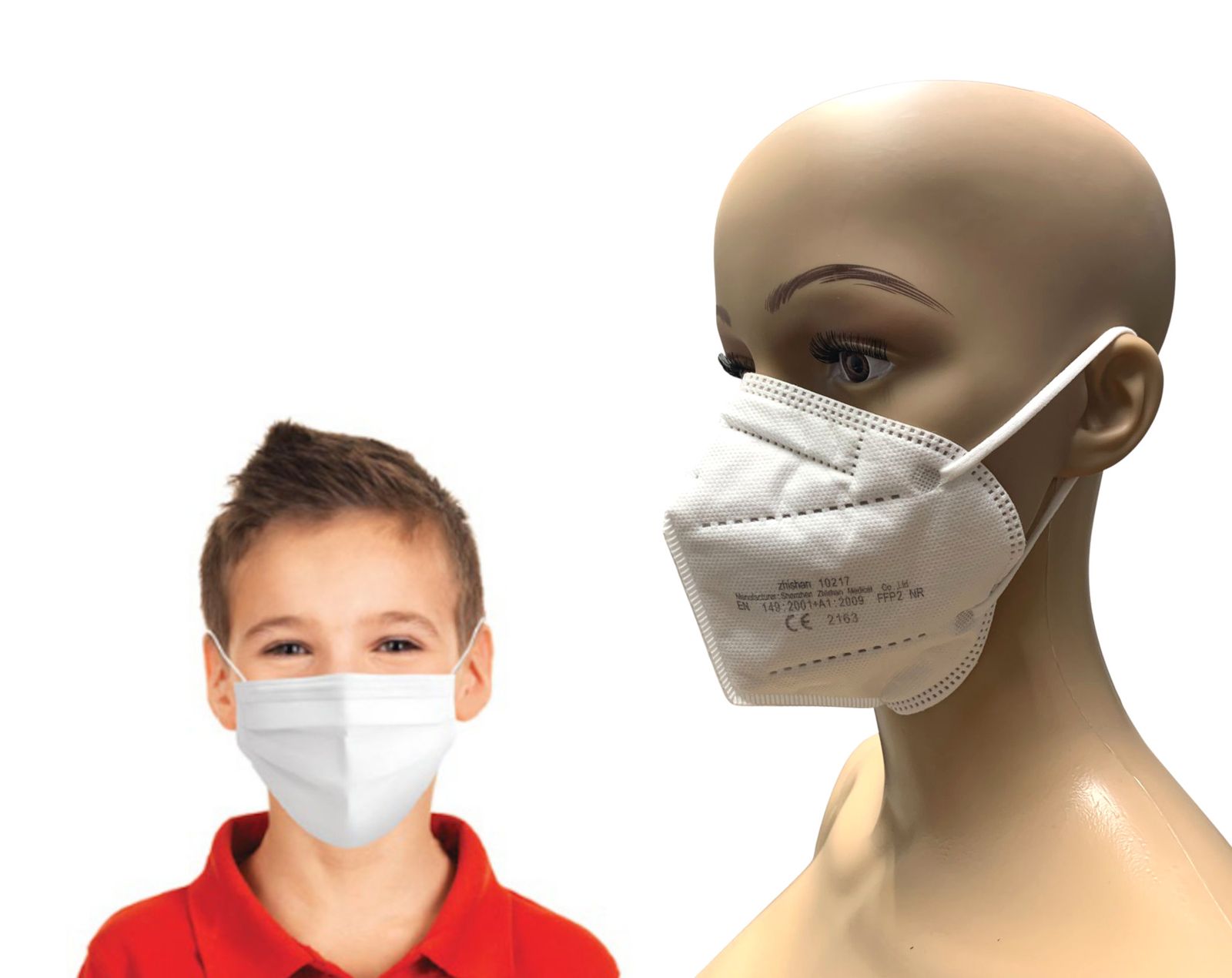 Buri - 50x Ffp2 Nr Mundschutz Ce2163 + 10 Einwegmasken Für Kinder