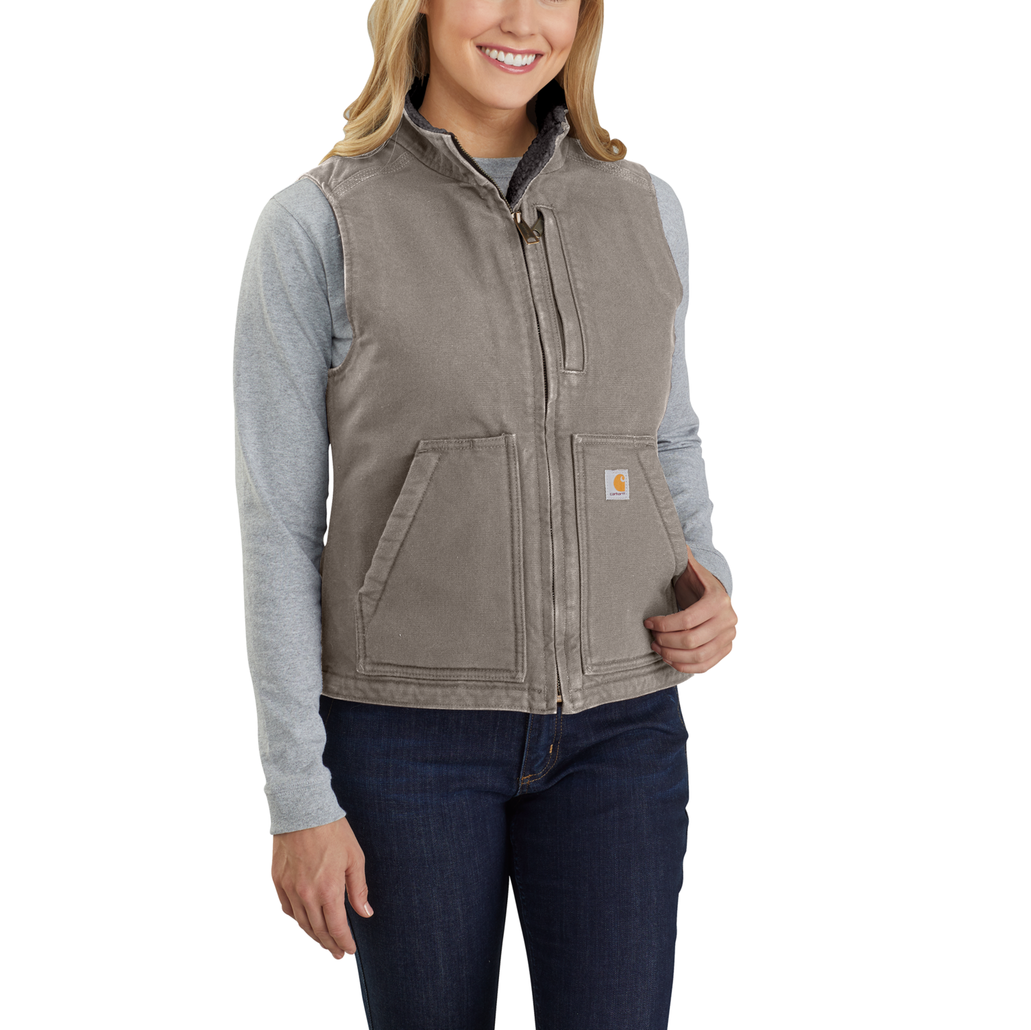 Carhartt - Sherpa Lined Mock Ärmellose Weste Taupe T.s - 104224-032-s