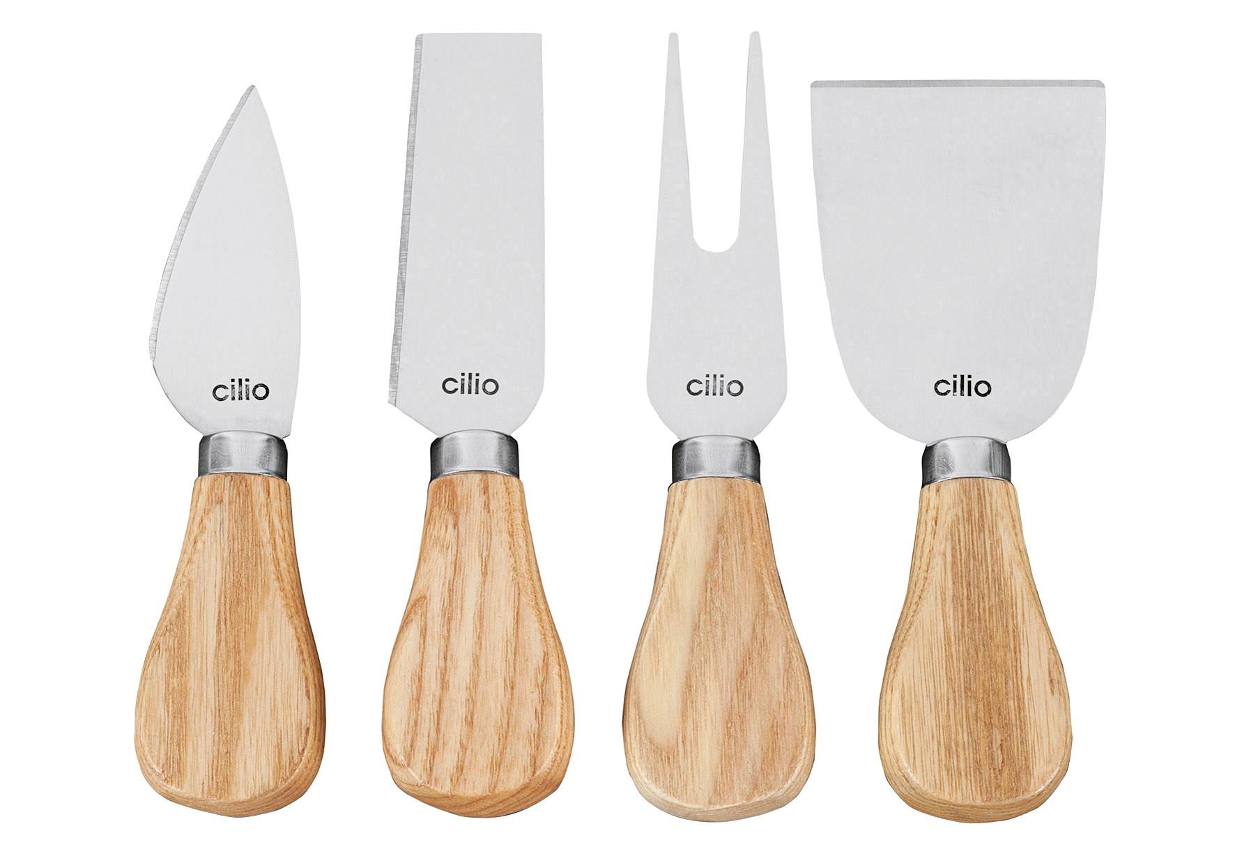 Cilio Umbria 4-teiliges Käsemesserset Mit Eichenholzgriffen