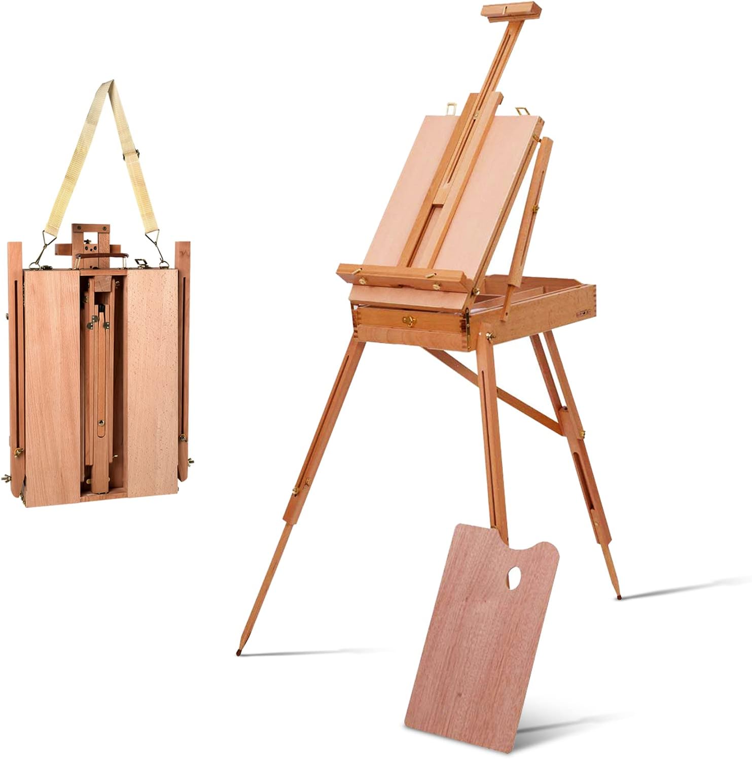 Costway Chevalet De Peintre Sur Pied En Bois Pliable 183cm Avec Tiroir Et Plateau Support De Toile Réglable À 88cm Pour Affichage